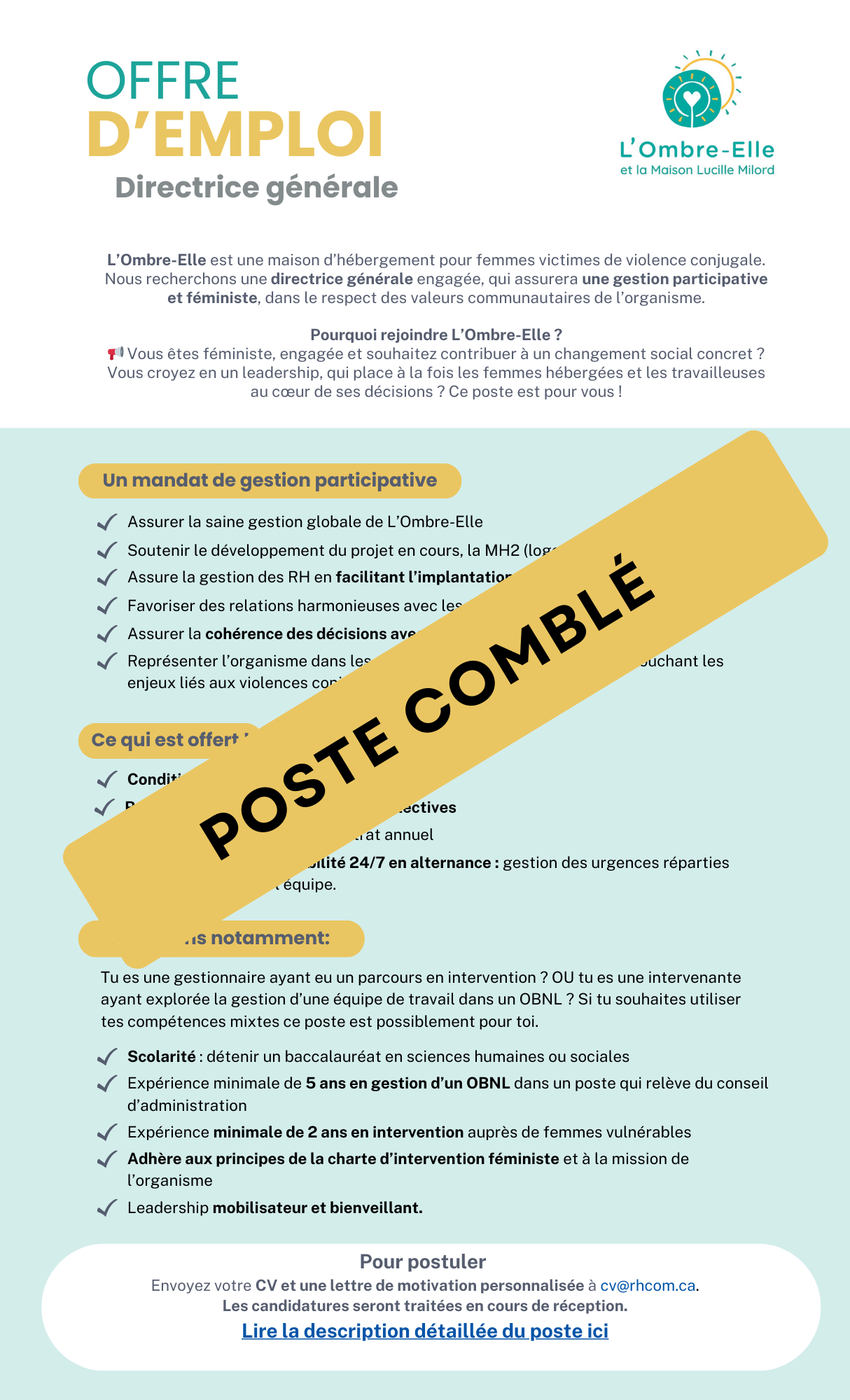 Offre d'emploi - Lombre-Elle (8.5 x 14 po)