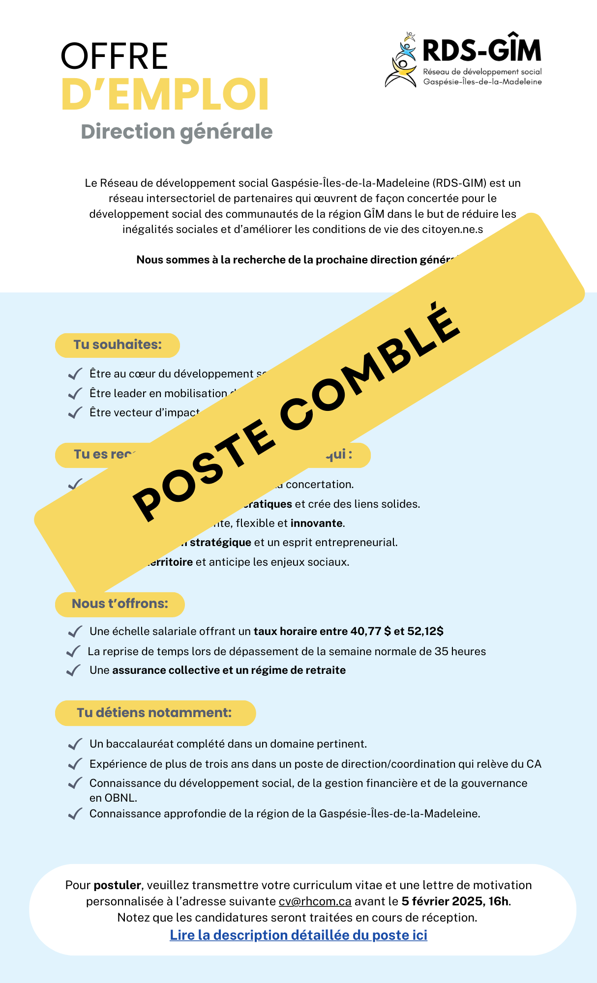 Offre d'emploi - RDS-GIM (8.5 x 14 po)